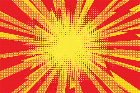 Red yellow pop art retro background cartoon lightning blast radiance vector illustration Stock Photo - Budget Royalty-Free & Subscription, Code: 400-08629505