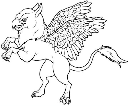 Coloring page of magic flying griffin Stock Photo - Budget Royalty-Free & Subscription, Code: 400-08629950