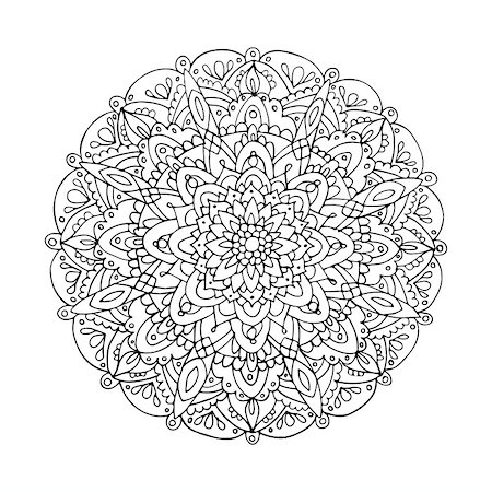 simsearch:400-06642594,k - Mandala ornament, hand made sketch for your design. Vector illustration Foto de stock - Super Valor sin royalties y Suscripción, Código: 400-08620007