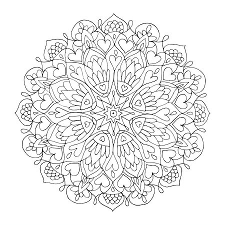 simsearch:400-06642594,k - Mandala ornament, hand made sketch for your design. Vector illustration Foto de stock - Super Valor sin royalties y Suscripción, Código: 400-08620010