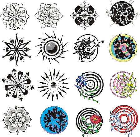 simsearch:400-06076985,k - Set of miscellaneous round and floral dingbats. Vector illustrations. Stock Photo - Budget Royalty-Free & Subscription, Code: 400-08620371