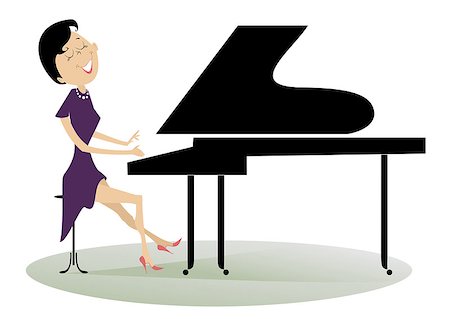 piano performance dress - Pianist is playing music with inspiration Stock Photo - Budget Royalty-Free & Subscription, Code: 400-08620630