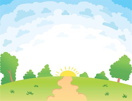Vector illustration of a beautiful summer landscape lawn vector edge of the forest glade Stock Photo - Budget Royalty-Free & Subscription, Code: 400-08621238