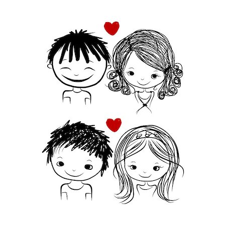Couple in love together, valentine sketch for your design, vector illustration Stock Photo - Budget Royalty-Free & Subscription, Code: 400-08621332