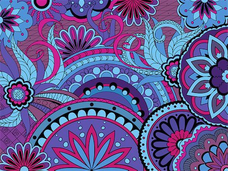 Hand drawn doodle colorful  floral background with mandalas i boho style. Vector illustration - eps 10. Stock Photo - Budget Royalty-Free & Subscription, Code: 400-08621374