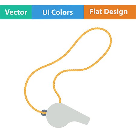 Flat design icon of whistle on lace in ui colors. Vector illustration. Stock Photo - Budget Royalty-Free & Subscription, Code: 400-08621432