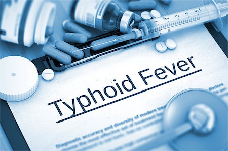 Typhoid Fever Diagnosis, Medical Concept. Composition of Medicaments. Typhoid Fever - Medical Report with Composition of Medicaments - Pills, Injections and Syringe. 3D. Stock Photo - Budget Royalty-Free & Subscription, Code: 400-08621535