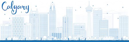 Outline Calgary Skyline with Blue Buildings. Vector Illustration. Business travel and tourism concept with modern buildings. Image for presentation, banner, placard and web site. Stock Photo - Budget Royalty-Free & Subscription, Code: 400-08621586