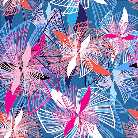 simsearch:400-06928070,k - Abstract seamless graphic pattern of different interesting flowers Stock Photo - Budget Royalty-Free & Subscription, Code: 400-08621580