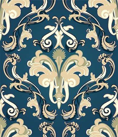 Damask seamless pattern from floral and swirl elements. Vector illustration. Photographie de stock - Aubaine LD & Abonnement, Code: 400-08621775