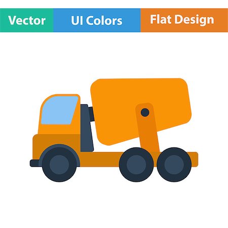 simsearch:400-08791419,k - Flat design icon of Concrete mixer truck  in ui colors. Vector illustration. Stock Photo - Budget Royalty-Free & Subscription, Code: 400-08622833