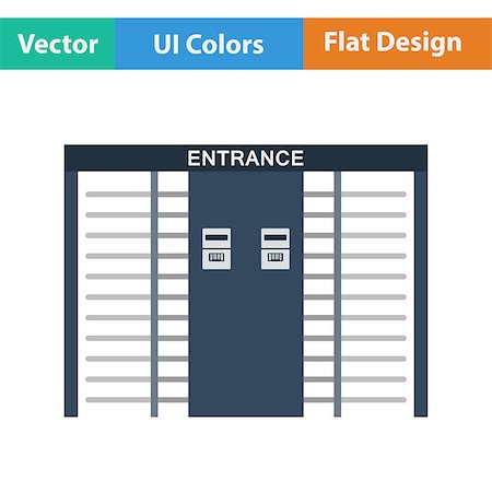 soccer arena - Stadium entrance turnstile icon. Flat design in ui colors. Vector illustration. Stock Photo - Budget Royalty-Free & Subscription, Code: 400-08622851