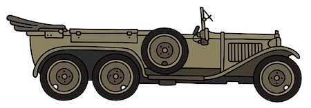 Hand drawing of a vintage military car open - not a real type Stock Photo - Budget Royalty-Free & Subscription, Code: 400-08623716