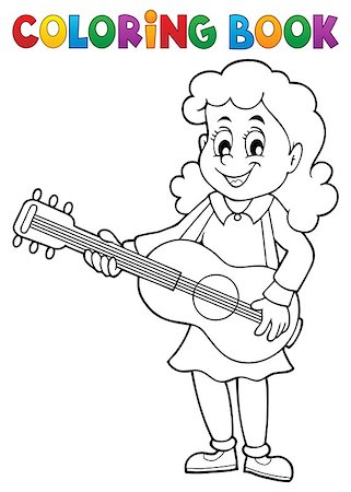 simsearch:400-04652753,k - Coloring book girl guitar player theme 1 - eps10 vector illustration. Stock Photo - Budget Royalty-Free & Subscription, Code: 400-08623838