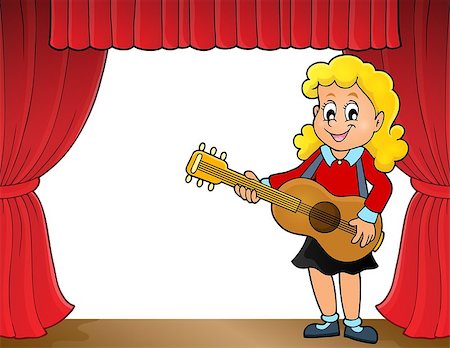 simsearch:400-04652753,k - Girl guitar player on stage theme 1 - eps10 vector illustration. Stock Photo - Budget Royalty-Free & Subscription, Code: 400-08623847