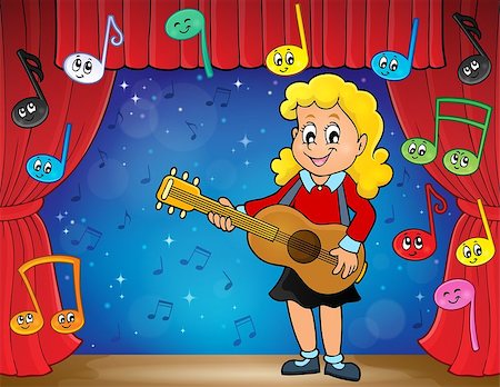 simsearch:400-04652753,k - Girl guitar player on stage theme 2 - eps10 vector illustration. Stock Photo - Budget Royalty-Free & Subscription, Code: 400-08623848