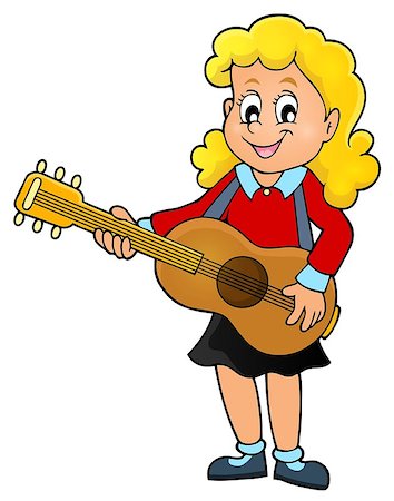 simsearch:400-04652753,k - Girl guitar player theme image 1 - eps10 vector illustration. Stock Photo - Budget Royalty-Free & Subscription, Code: 400-08623849