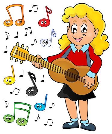 simsearch:400-04652753,k - Girl guitar player theme image 2 - eps10 vector illustration. Stock Photo - Budget Royalty-Free & Subscription, Code: 400-08623850