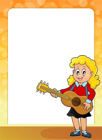 simsearch:400-04652753,k - Stylized frame with girl guitar player - eps10 vector illustration. Stock Photo - Budget Royalty-Free & Subscription, Code: 400-08623860