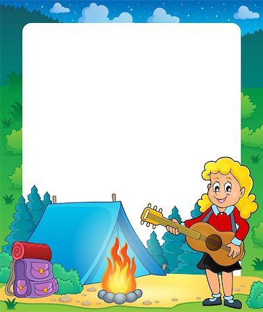 simsearch:400-04652753,k - Summer frame with girl guitar player - eps10 vector illustration. Stock Photo - Budget Royalty-Free & Subscription, Code: 400-08623861