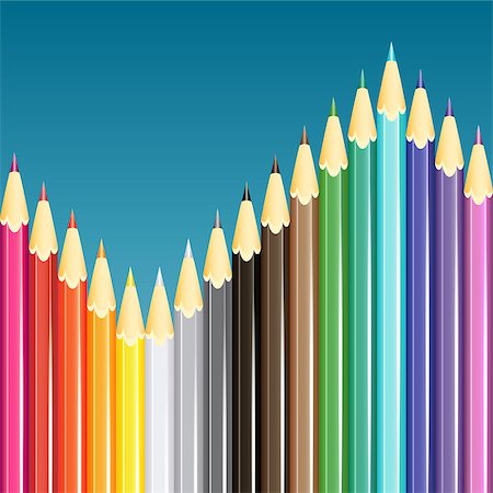 Colorful pencils background. Vector illustration. Stock Photo - Budget Royalty-Free & Subscription, Code: 400-08630119