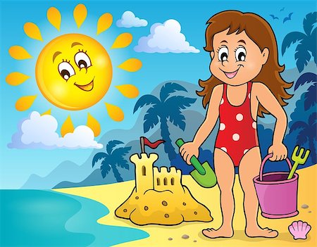 simsearch:400-04423521,k - Girl playing on beach image 2 - eps10 vector illustration. Photographie de stock - Aubaine LD & Abonnement, Code: 400-08630163