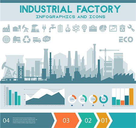 pollution illustration - Industrial factory infographics with step banners and graph charts Stock Photo - Budget Royalty-Free & Subscription, Code: 400-08645912