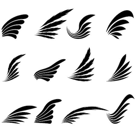 dove emblem - Set of Wings Icons Isolated on White Background. Wing Design Elements. Stock Photo - Budget Royalty-Free & Subscription, Code: 400-08647012