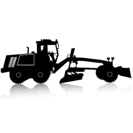 simsearch:400-08791419,k - Silhouette of a heavy road grader. Vector illustration. Stock Photo - Budget Royalty-Free & Subscription, Code: 400-08647063