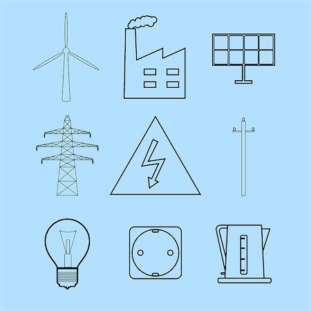Set of line icons representing electricity and energetics concepts Stock Photo - Budget Royalty-Free & Subscription, Code: 400-08647290