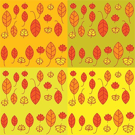 simsearch:400-06929001,k - Set of seamless pattern with leaves. Vector Illustration. Stock Photo - Budget Royalty-Free & Subscription, Code: 400-08647525