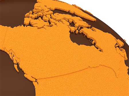 simsearch:400-08401820,k - Canada on chocolate model of planet Earth. Sweet crusty continents with embossed countries and oceans made of dark chocolate. 3D rendering. Photographie de stock - Aubaine LD & Abonnement, Code: 400-08647825