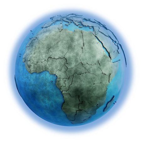 simsearch:400-08401820,k - Africa on 3D model of planet Earth made of blue marble with embossed countries and blue ocean. 3D illustration isolated on white background. Photographie de stock - Aubaine LD & Abonnement, Code: 400-08647856