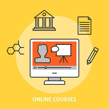 simsearch:400-04331637,k - Online courses concept. Online education and e-learning illustration Stock Photo - Budget Royalty-Free & Subscription, Code: 400-08648133