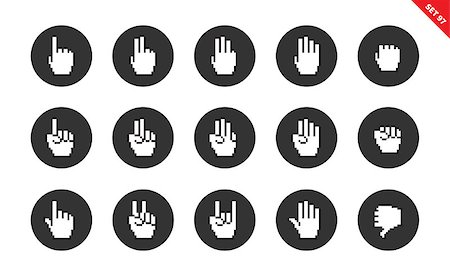 simsearch:400-06203762,k - Pixel hands vector icons set. Computing concep, cursor items, fist, fingers, gestures. Isolated on white background Stock Photo - Budget Royalty-Free & Subscription, Code: 400-08648291