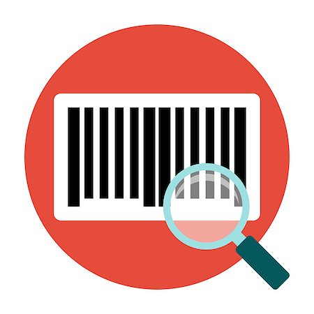 simsearch:400-04048238,k - Identification barcode sticker. Magnifying barcoce sticker. Flat icon Stock Photo - Budget Royalty-Free & Subscription, Code: 400-08648505