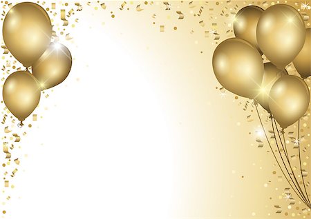 Holiday Background With Gold Balloons and Falling Confetti - Colored Illustration, Vector Stock Photo - Budget Royalty-Free & Subscription, Code: 400-08648608