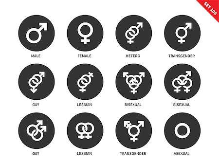 sexual equality - Sexual orientation vector icons set. Gender and sex concept. Items for banners, male, female, hetero, bisexual, transgender, lesbian, asexual, gay. Isolated on white background Stock Photo - Budget Royalty-Free & Subscription, Code: 400-08648630