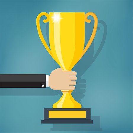simsearch:400-07499775,k - Hand holding a winner trophy cup on the blue background. Also available as a Vector in Adobe illustrator EPS 10 format. Stock Photo - Budget Royalty-Free & Subscription, Code: 400-08648865