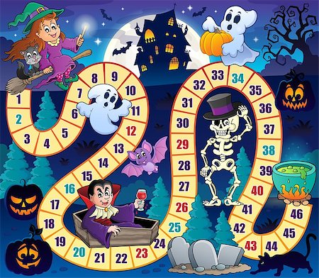 Board game with Halloween theme 1 - eps10 vector illustration. Stock Photo - Budget Royalty-Free & Subscription, Code: 400-08654251