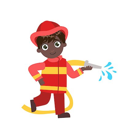 Boy Future Fireman Simple Design Illustration In Cute Fun Cartoon Style Isolated On White Background Stock Photo - Budget Royalty-Free & Subscription, Code: 400-08650424