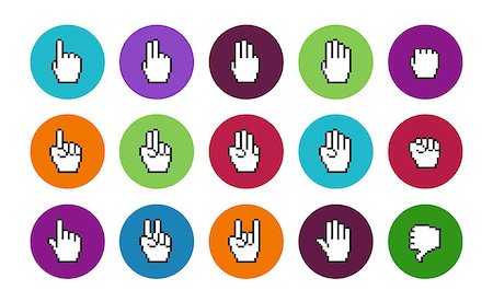 simsearch:400-06203762,k - Pixel cursors circle icons mouse hands. Vector Illustration. Stock Photo - Budget Royalty-Free & Subscription, Code: 400-08650907
