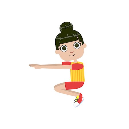 simsearch:400-05112689,k - Girl Doing Sit Ups Simple Design Illustration In Cute Fun Cartoon Style Isolated On White Background Stock Photo - Budget Royalty-Free & Subscription, Code: 400-08650964