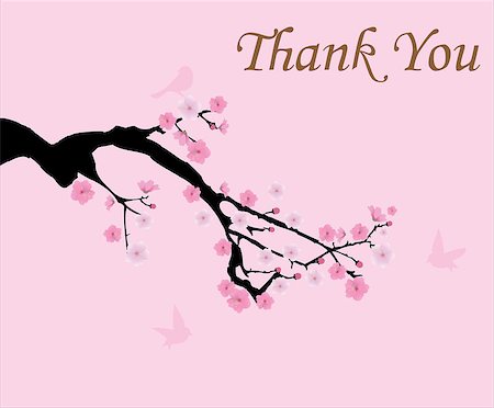 simsearch:400-04882926,k - vector illustration of cherry blossom with birds thank you card Stock Photo - Budget Royalty-Free & Subscription, Code: 400-08652115