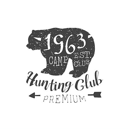 simsearch:400-08348524,k - Premium Hunting Club Vintage Black And White Monochrome Vector Design Label On White Background Stock Photo - Budget Royalty-Free & Subscription, Code: 400-08652645