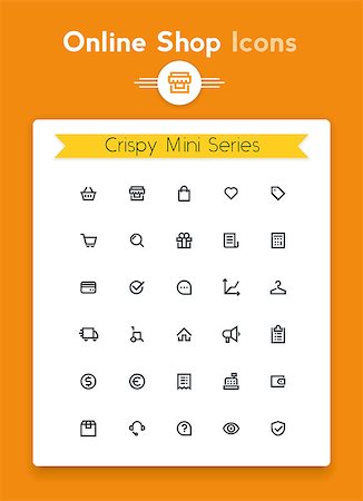 simsearch:400-05133703,k - Set of the tiny minimalistic vector line icons representing online shop and retail symbols Stock Photo - Budget Royalty-Free & Subscription, Code: 400-08652827