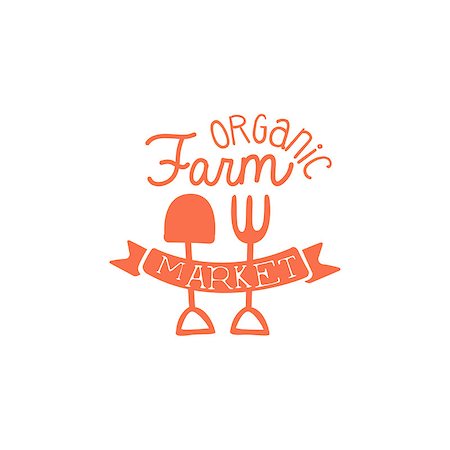 spade shovel vintage - Organic Farm Orange Vintage Emblem. Hand Drawn Vector Creative Stamp. Stock Photo - Budget Royalty-Free & Subscription, Code: 400-08653052