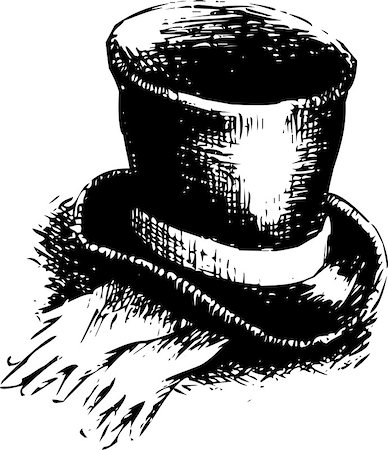 simsearch:400-05287348,k - Top hat and gloves. Vector illustration on a white Stock Photo - Budget Royalty-Free & Subscription, Code: 400-08674067