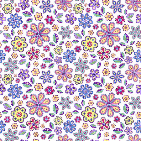 simsearch:400-07049687,k - Vector illustration of seamless pattern with pastel flowers on white background. Stock Photo - Budget Royalty-Free & Subscription, Code: 400-08675787