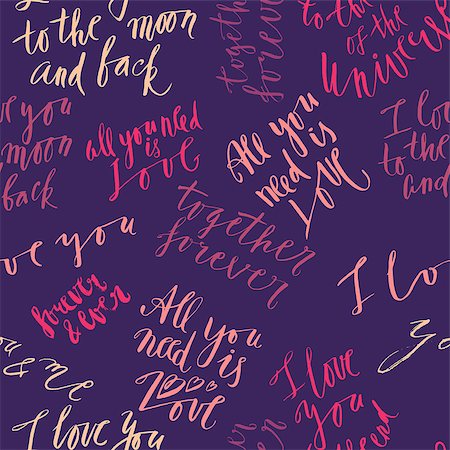 Vector seamless love lettering pattern, handwriting background Stock Photo - Budget Royalty-Free & Subscription, Code: 400-08676676